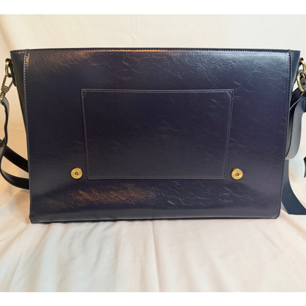 ECOSUSI Navy Faux (Vegan) Leather Briefcase/Messanger Bag NWOT - Picture 2 of 8